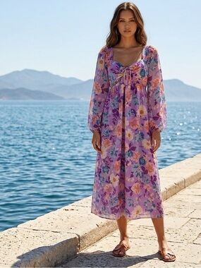 Billabong x The Salty Blonde Floral Babydoll Midi Dress M